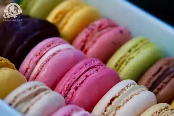 colorful macaroons in a box