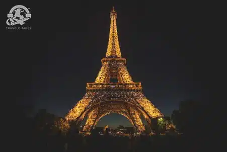 9. Eiffel Tower during nighttime; Paris, France